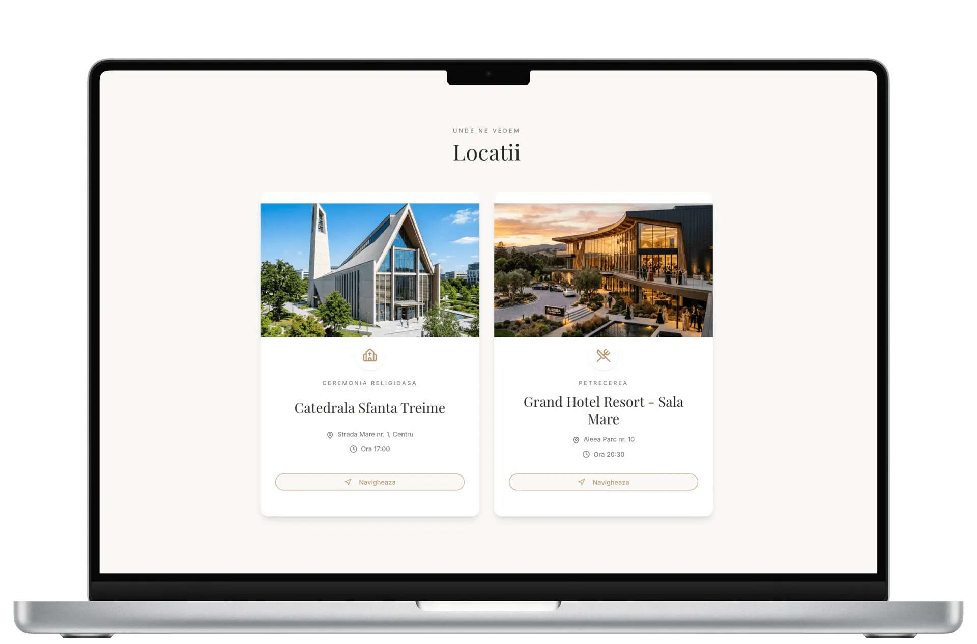 Locații eveniment cu integrare Google Maps